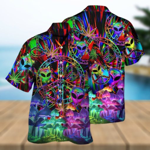 Hippie Alien Peace Color Stunning Hawaiian Shirt