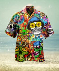 Hippie Hawaiian Shirt Hippie Skull High Hippie Style Hawaii Aloha Shirt