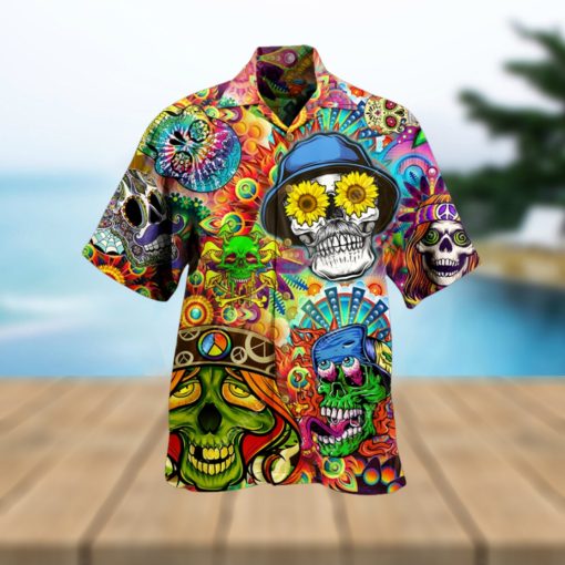 Hippie Hawaiian Shirt Hippie Skull High Hippie Style Hawaii Aloha Shirt