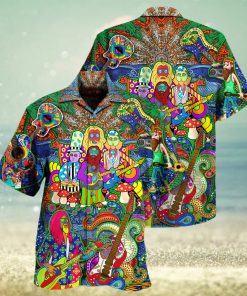 Hippie Music Electric Guitar Colorful Style Hawaiian Shirt