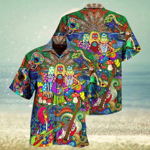 Hippie Music Electric Guitar Colorful Style Hawaiian Shirt