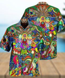 Hippie Music Electric Guitar Colorful Style Hawaiian Shirt