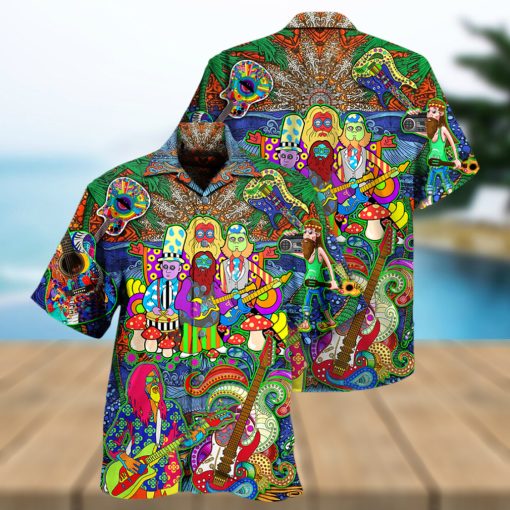 Hippie Music Electric Guitar Colorful Style Hawaiian Shirt