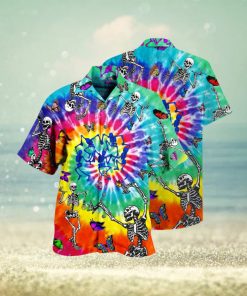 Hippie Skull Dancing With Butterfly Funny Hawaiian Shirt