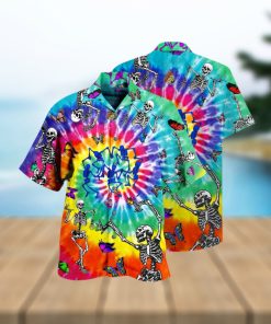 Hippie Skull Dancing With Butterfly Funny Hawaiian Shirt