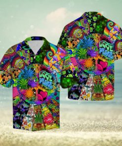 Hippie Trendy Hawaiian Shirt Love Peace Hippie Mushroom Alien Symbols Hawaii Aloha Shirt