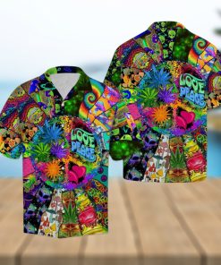 Hippie Trendy Hawaiian Shirt Love Peace Hippie Mushroom Alien Symbols Hawaii Aloha Shirt