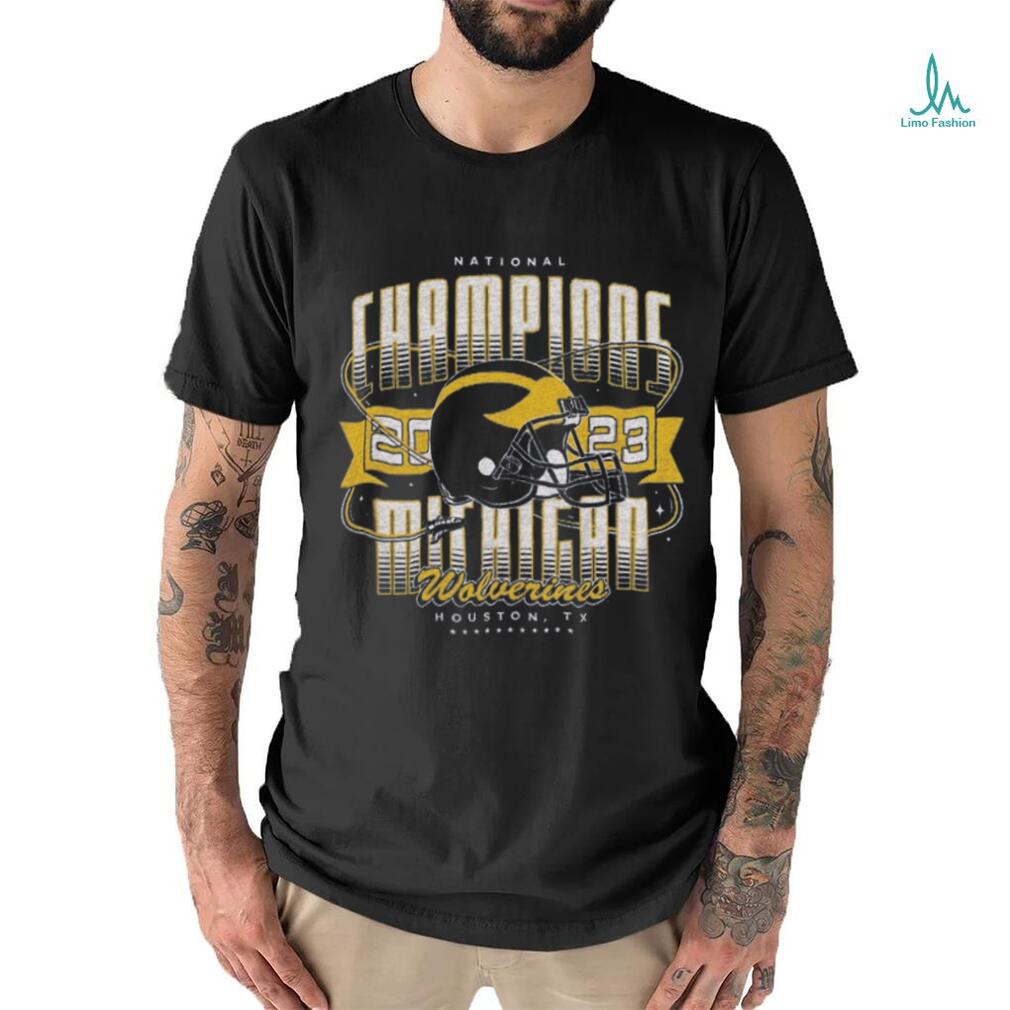 Homefield Navy Michigan Wolverines College Football Playoff 2023 National Champions Helmet T Shirt Homefield Navy Michigan Wolverines College Football Playoff 2023 National Champions Helmet T Shirt