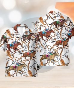 Horse Racing Colorful Horse Reins Pattern 3D Hawaiian Shirt Holiday Gift