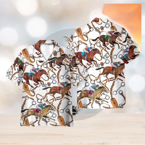 Horse Racing Colorful Horse Reins Pattern 3D Hawaiian Shirt Holiday Gift