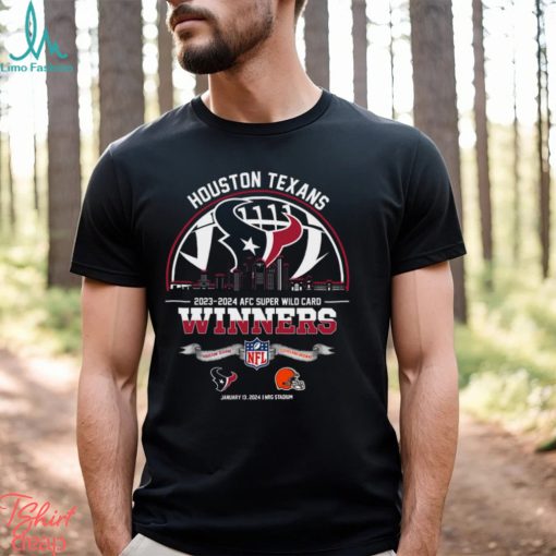 Houston Texans 2023 2024 AFC Super Wild Card Winners Skyline NFL Playoffs Divisional January 13 2024 At NRG Stadium T Shirt