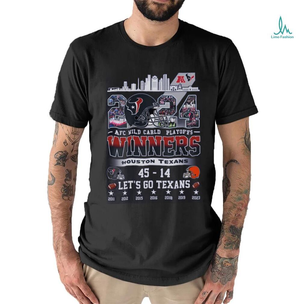 Houston texans 2024 afc wild card playoffs winners team city let’s go texans shirt Houston texans 2024 afc wild card playoffs winners team city let’s go texans shirt