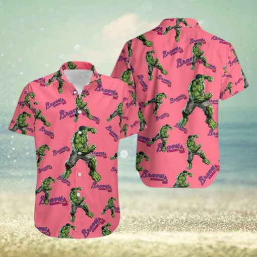 Hulk Marvel Avengers Fashion Mens Hawaiian Style Shirts Atlanta Braves