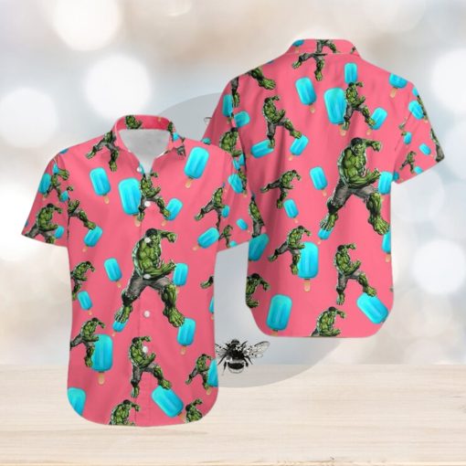 Hulk Marvel Avengers Symbols Unisex Hawaiian Shirts Blue Ice Popsicle