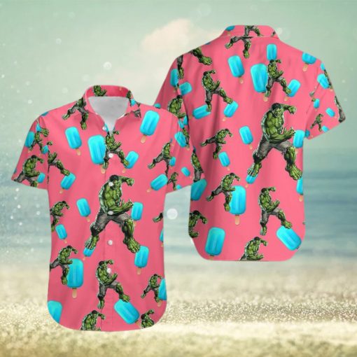 Hulk Marvel Avengers Symbols Unisex Hawaiian Shirts Blue Ice Popsicle