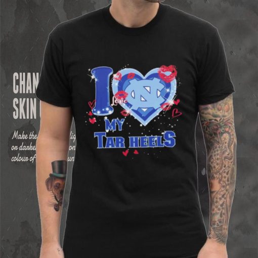 I love my Tar Heels hearts kisses Valentine shirt