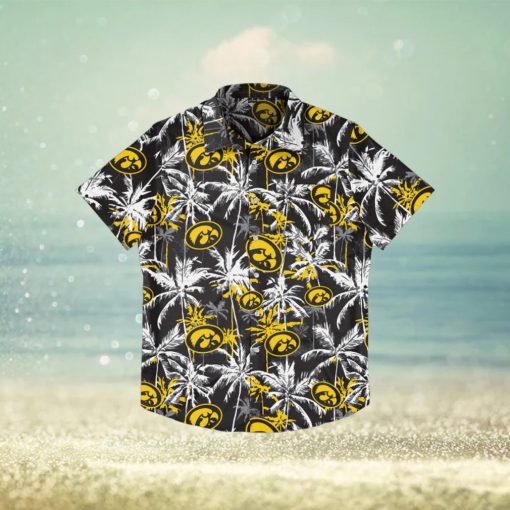 Iowa Hawkeyes Black Floral Hawaiian Shirt