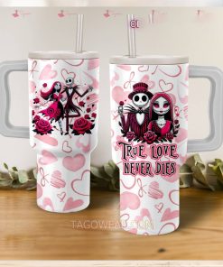 Jack Skellington And Sally True Love Never Dies Valentine 40oz Tumbler With Handle