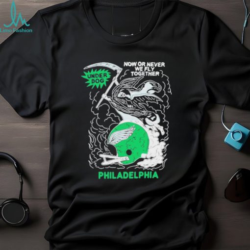 Jason Kelce Wearing Underdog Now Or Never We Fly Together Philadelphia T Shirts