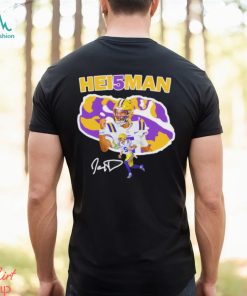Jayden Daniels hei5man LSU Tigers football signature graphic shirt