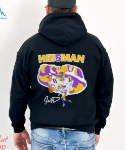 Jayden Daniels hei5man LSU Tigers football signature graphic shirt
