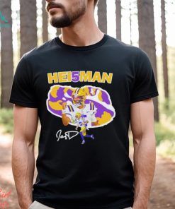 Jayden Daniels hei5man LSU Tigers football signature graphic shirt