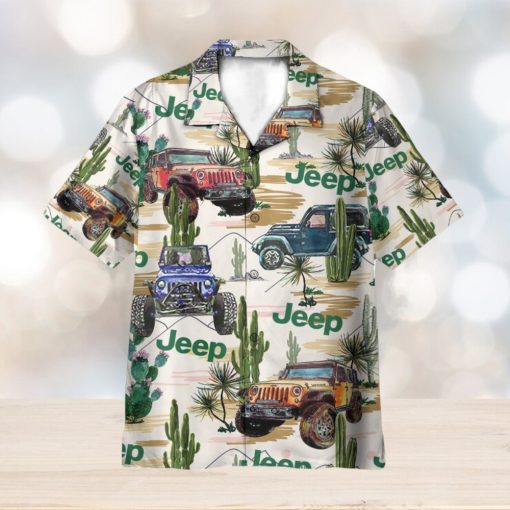 Jeep Cars In Cactus Desert 3D Hawaiian Shirt Summer Vaction Gift