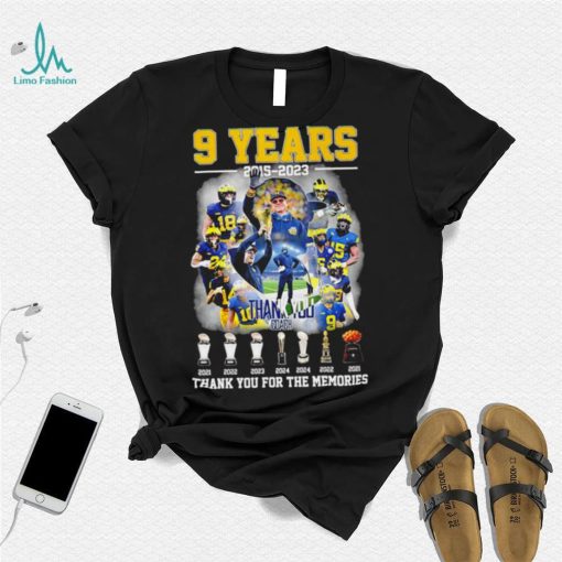 Jim Harbaugh 9 years 2015 2023 thank you coach thank you for the memories pose shirt