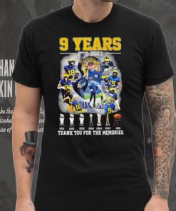 Jim Harbaugh 9 years 2015 2023 thank you coach thank you for the memories pose shirt