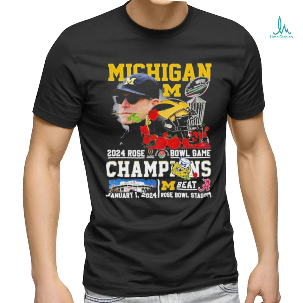 Jim Harbaugh Coach Michigan Wolverines 2024 Rose Bowl Game Champions Helmet Shirt Jim Harbaugh Coach Michigan Wolverines 2024 Rose Bowl Game Champions Helmet Shirt