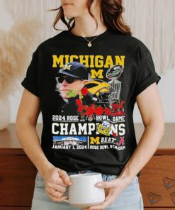 Jim Harbaugh Coach Michigan Wolverines 2024 Rose Bowl Game Champions Helmet Shirt