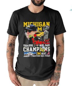 Jim Harbaugh Coach Michigan Wolverines 2024 Rose Bowl Game Champions Helmet Shirt