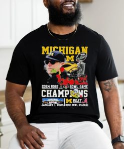 Jim Harbaugh Coach Michigan Wolverines 2024 Rose Bowl Game Champions Helmet Shirt