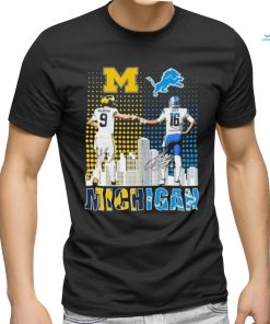 Jj Mccarthy Michigan Wolverines And Jared Goff Detroit Lions Michigan Skyline Sports Signatures Shirt