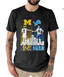 Jj Mccarthy Michigan Wolverines And Jared Goff Detroit Lions Michigan Skyline Sports Signatures Shirt
