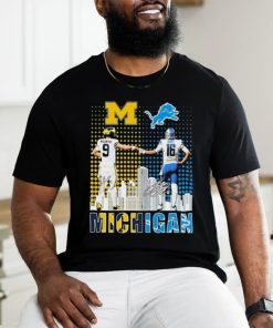 Jj Mccarthy Michigan Wolverines And Jared Goff Detroit Lions Michigan Skyline Sports Signatures Shirt