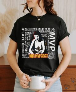 Jokic Nikola As Kid With Mvp Trophy With Words Collage Classic T shirt