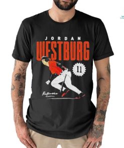 Jordan Westburg 11 Baltimore Orioles Baseball Player Action Pose Shirt