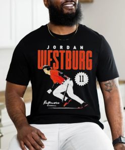 Jordan Westburg 11 Baltimore Orioles Baseball Player Action Pose Shirt