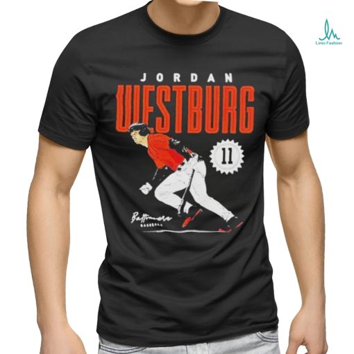 Jordan Westburg 11 Baltimore Orioles Baseball Player Action Pose Shirt