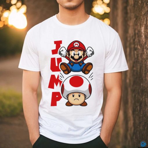 Jump Mario jumping on Toad T shirt