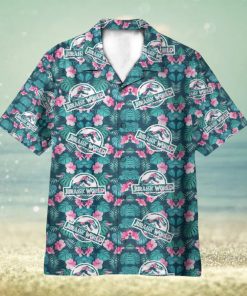 Jurassic World Movies Icon On Tropical Pattern 3D Hawaiian Shirt Summer Vaction Gift