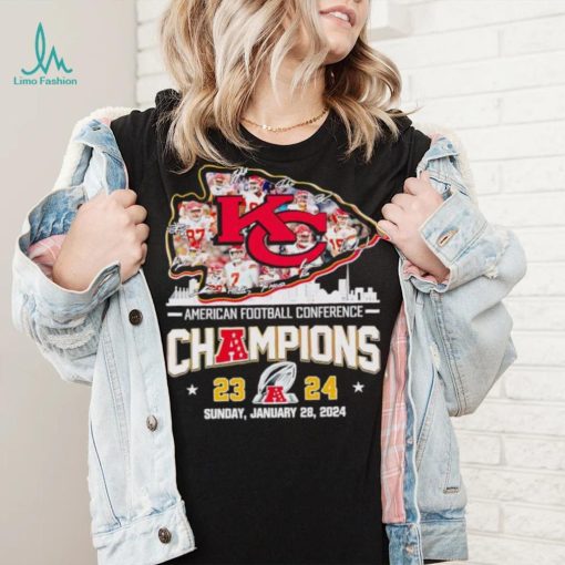 KC Chiefs big logo AFC Champions 23 24 signatures shirt