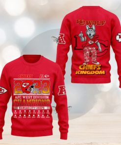 KC Wolf Chiefs Kingdom 2023 AFC West Division Champions Kansas City Chiefs 3D Sweater