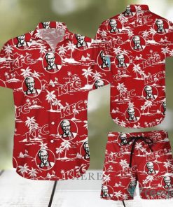 KFC Tropical Flower Aloha Hawaiian Shirts And Short Summer Beach Set