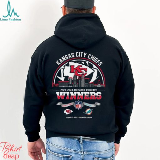 Kansas City Chiefs 2023 2024 AFC Super Wild Card Winners Skyline NFL Playoffs Divisional January 13 2024 At Arrowhead Stadium T Shirt