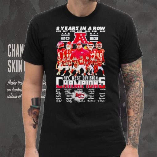 Kansas City Chiefs 8 years in a row 2023 AFC West Division Champions signatures shirt