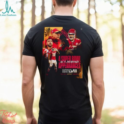 Kansas City Chiefs Get 4 Super Bowl In 5 Seasons Appearances With AFC Champions NFL Playoffs Season 2023 2024 T Shirt