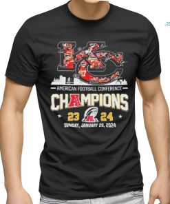 Kansas City Chiefs Logo Players Signatures American Football Conference Champions 2023 2024 Shirt