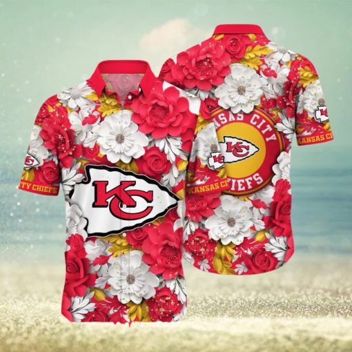 Kansas City Chiefs NFL Flower Custom Summer Football All Over Printed 3D Hawaiian Shirt